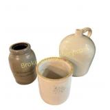 Three Vintage Stoneware Jugs & Crock