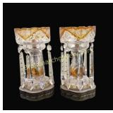 Pair Bohemian Cut To Clear Lusters