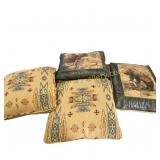 Four Rustic Decorative Throw Pillows