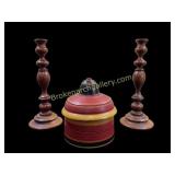 Candlesticks and Wooden Box