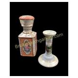 French Vanity Bottle, Porcelain Candlestick
