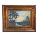 Unsigned Impressionist River Cottage Scene