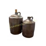 Pair of Brown-Glazed Stoneware Jugs