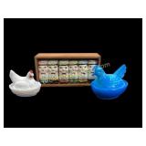 Glass Hens on Nest, Spice Rack