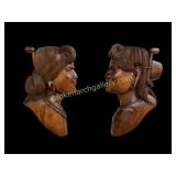 Pair Carved Wooden Wall Plaques