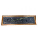 Framed Carved Wood Peacock Panel