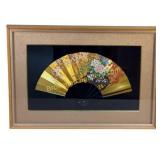 Decorative Japanese Folding Fan in Shadowbox