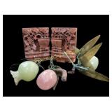 Carved Asian Bookends, Stone Fruits