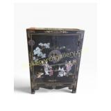 Black Asian Lacquered Cabinet with Inlays