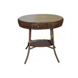 Oval Wicker and Wood Accent Table