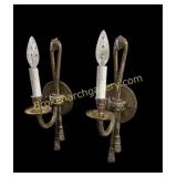 Pair Brass Wall Sconce