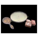 Mirrored Dresser Tray, Hand Mirror, Trinket Boxes
