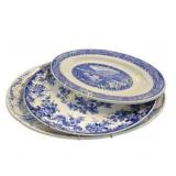 Group of Blue & White Transferware Platters