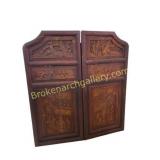Pair of Carved Wood Figural Panels