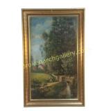 Signed Pastoral European Oil Painting