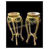 Painted Pedestal Stands with Marble Inlay