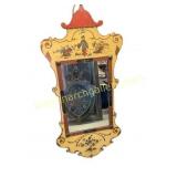 Chinoiserie Style Hand-Painted Pagoda Wall Mirror