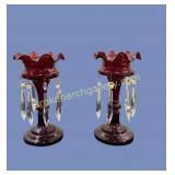 Pair Bohemian Glass Lusters
