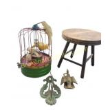 Vintage Mechanical Birdcage Toy & Decor