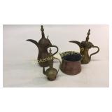 4 Pieces Middle Eastern Brass And Copper