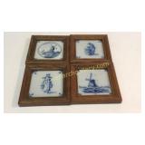 4 Framed Delft Tiles