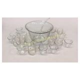 Candlewick Punch Bowl, Cups, Glass Ladle