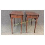 Pair Inlaid Mahogany Drop Leaf Tables
