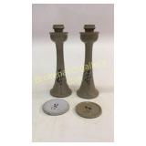 Jug town Pottery Candlesticks, Trivets