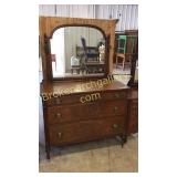3 Drawer Flame Mahogany Chest W Mirror