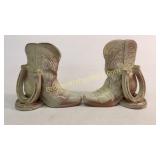 Pair Frankoma "Boots and Horsehoes" Book Ends