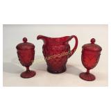 3 Pieces Moser Ruby Glass