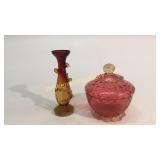 2 Pieces Blown Art Glass