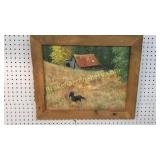 Oil on Canvas, Barn and Horse