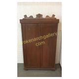 European Pine Armoire In Red Paint