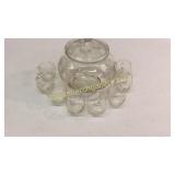 Beautiful Etched Glass Punch Set