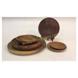 6 Pieces Turned Wood Bowls, Trays