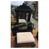 Foot Stool & Mirror in Black Paint