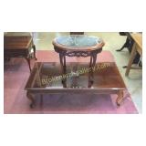Mahogany Coffee Table & Marble Top Side Table