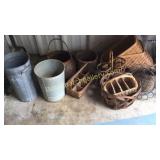 10 Baskets, 2 Pails & Twig Planter