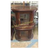 Pair Mahogany End Tables w Glass Panels