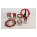 32 Pieces Kings Crown Ruby Flash Glass