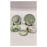 5 French and German Hand Painted Plates