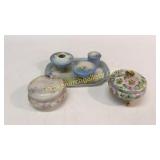 Limoge Powder Jars, Vanity Set