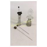 Cut Glass Hat Pin Holder, 4 Pins, Perfume
