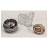 Waterford Crystal Church, 2 Paperweights