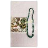 10 Costume Pins, Hard Stone Necklace