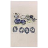 Miniature Tea Set, 4 Wedgwood Plaques