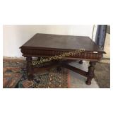 Mahogany Coffee Table W Stretcher Base