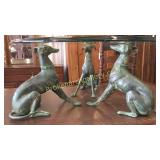 Glass Top Coffee Table W 3 Bronze Whippets