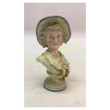 Hand Painted Bisque Bust of Young Woman